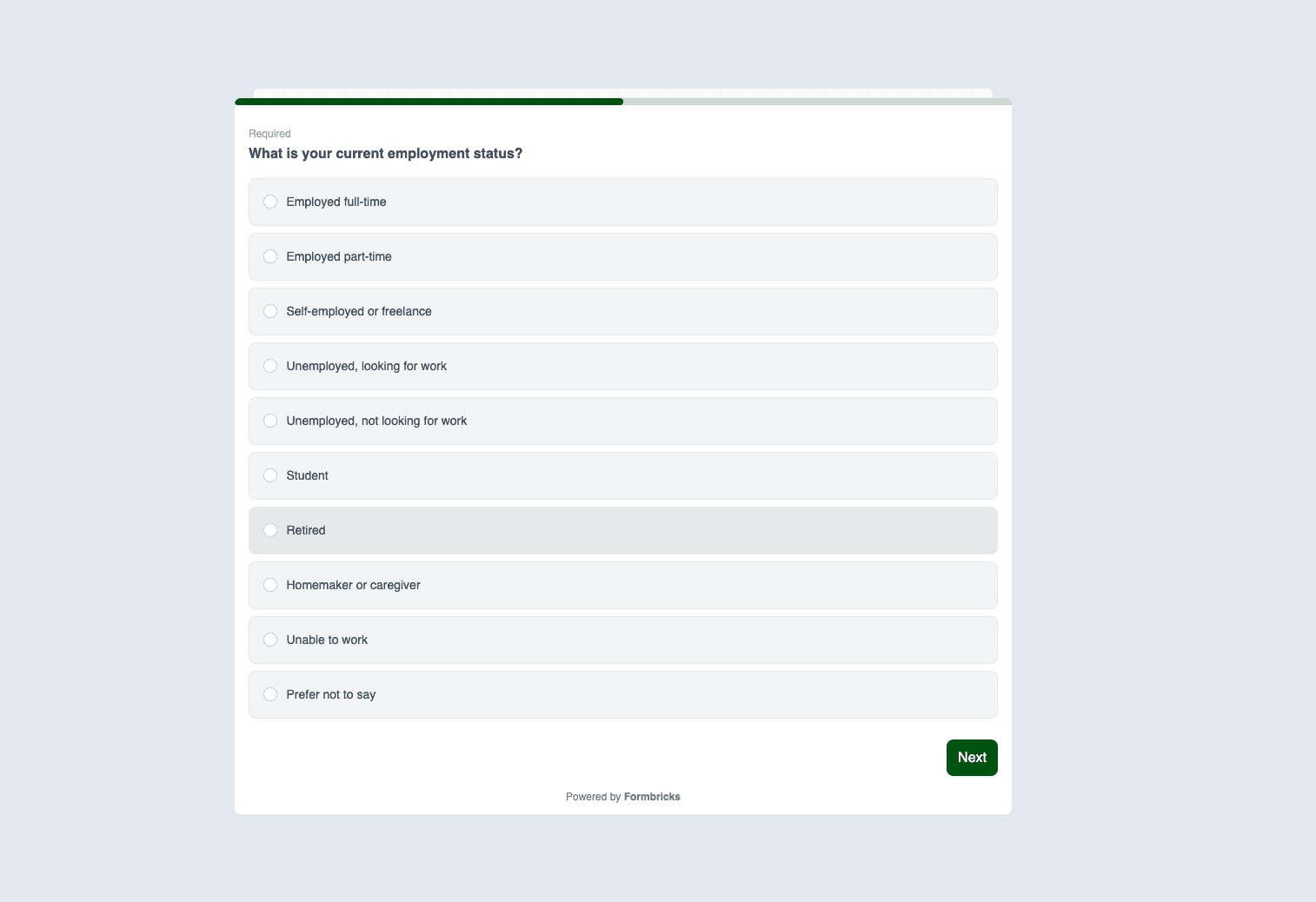 Income and employment demographic survey questions