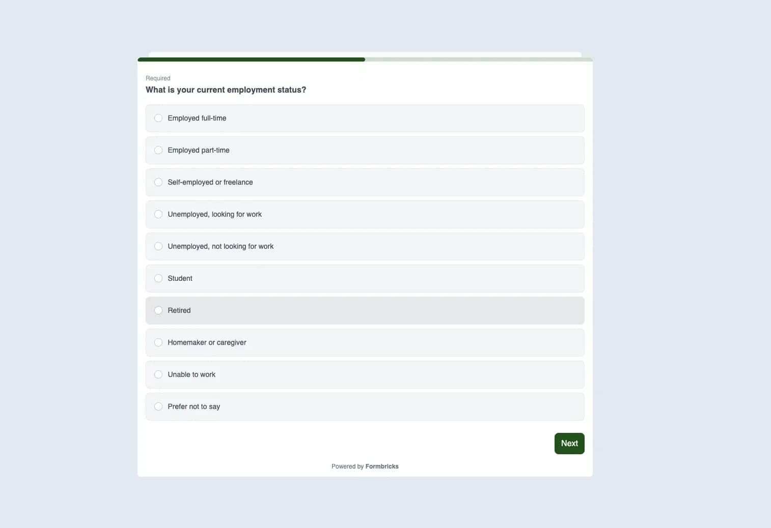 Income and employment demographic survey questions
