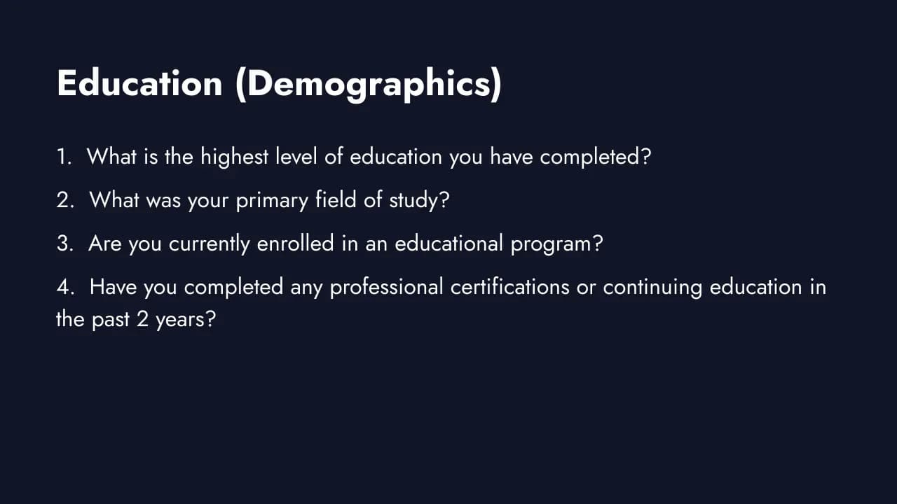 Education demographic questions