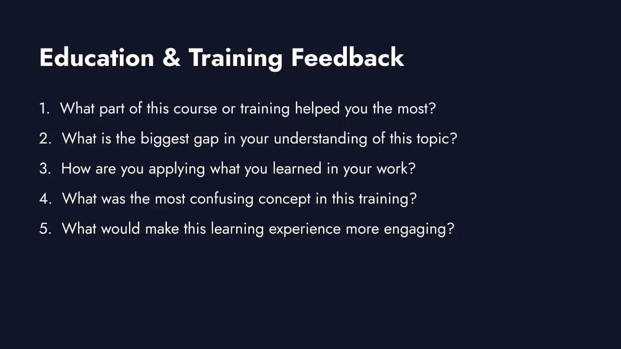 Open-ended education and training feedback questions