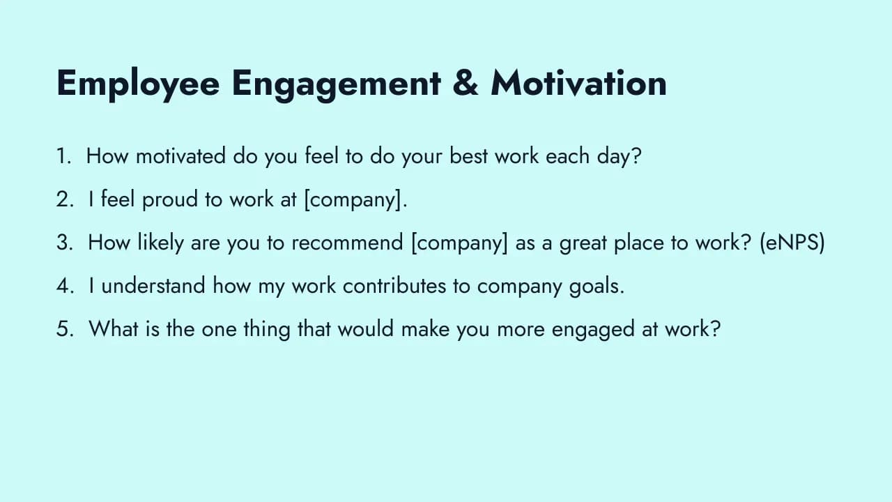 Employee engagement driver pulse questions
