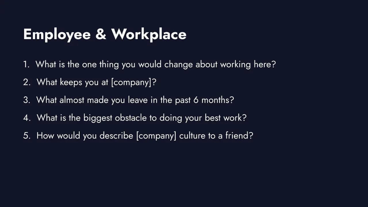 Open-ended employee and workplace questions