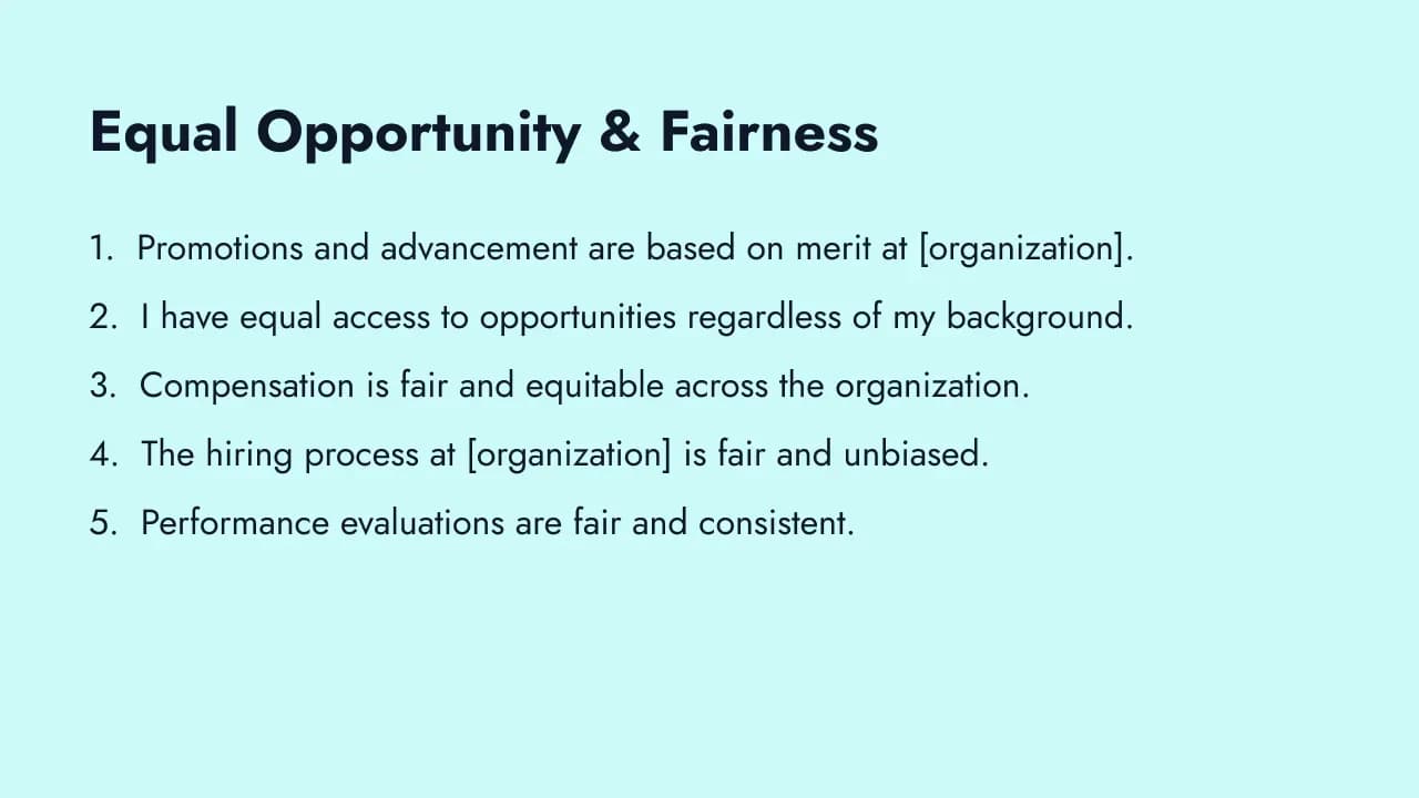 Equal opportunity and fairness survey questions