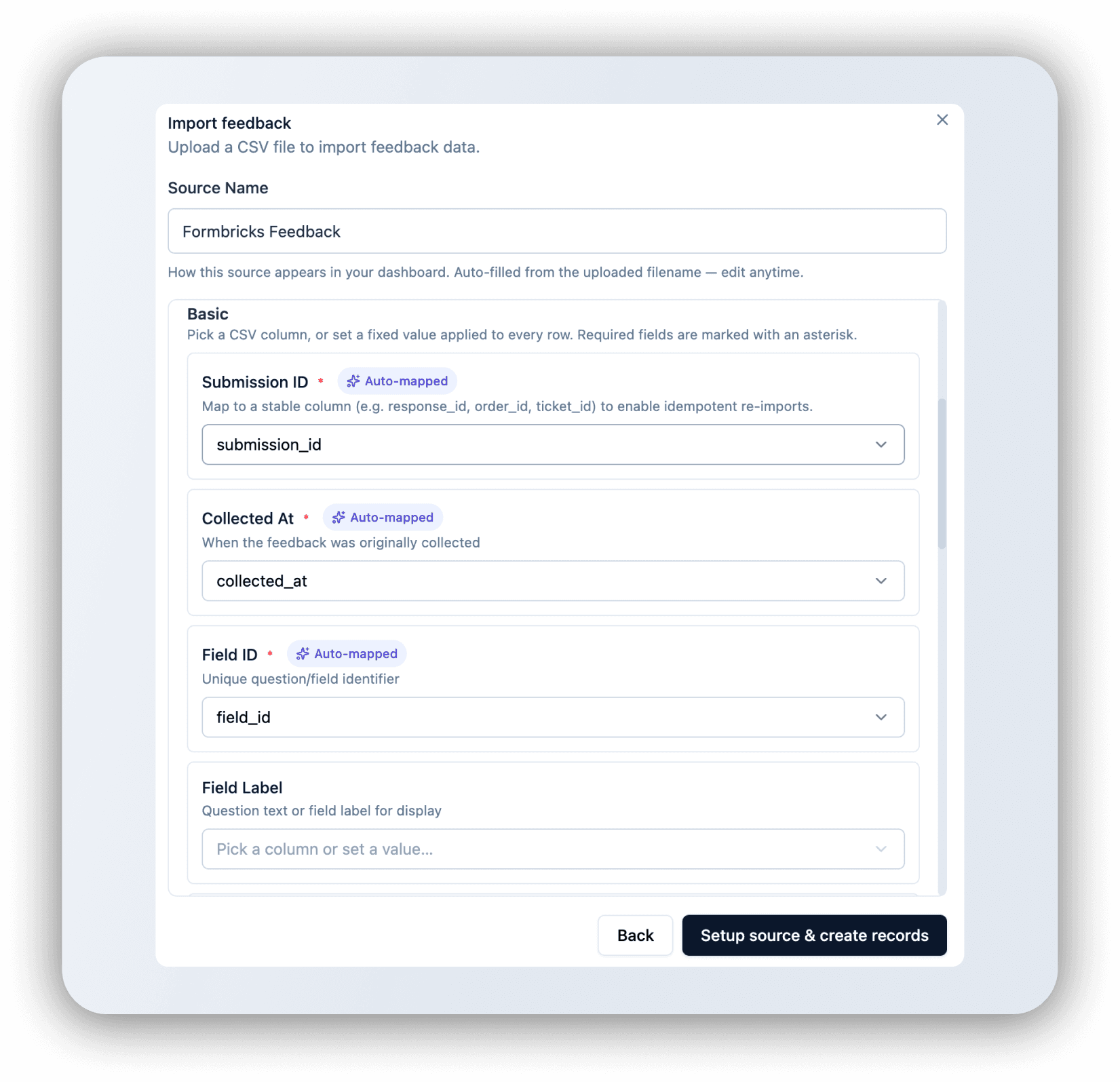 CSV column mapping for the directory importer