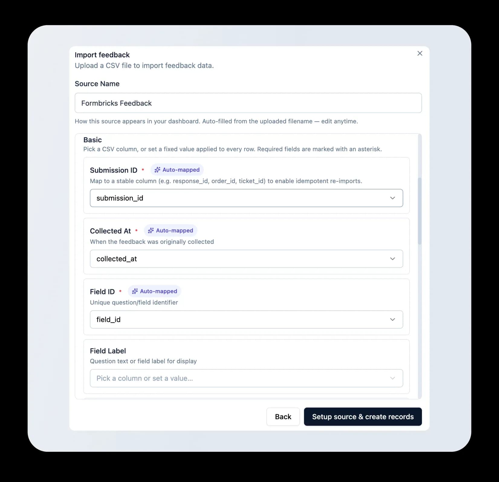 CSV column mapping for the directory importer