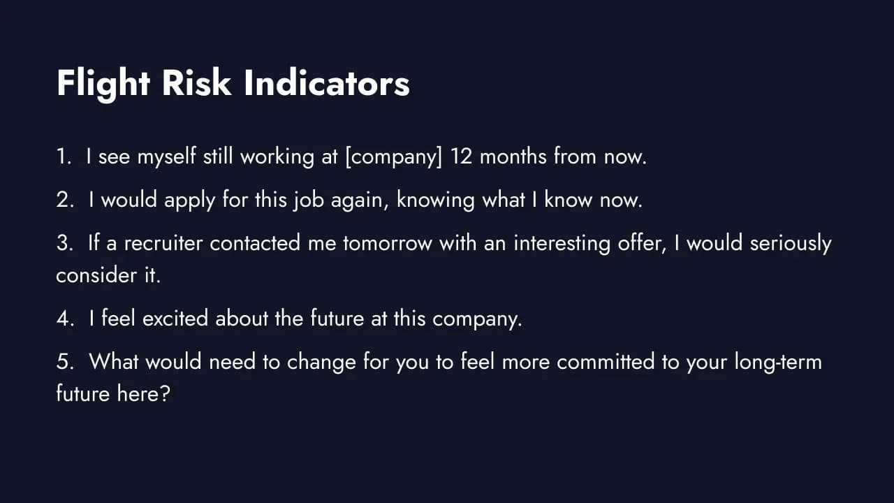 Flight risk indicator survey questions