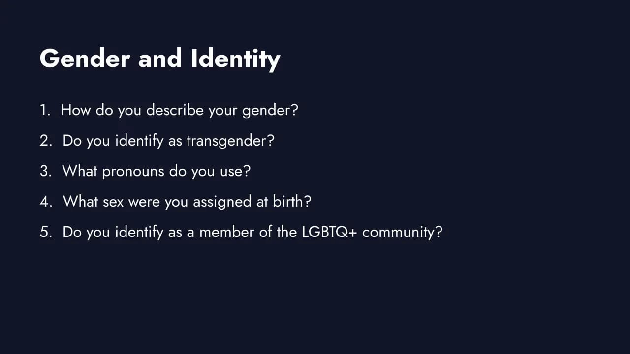 Gender and identity demographic questions