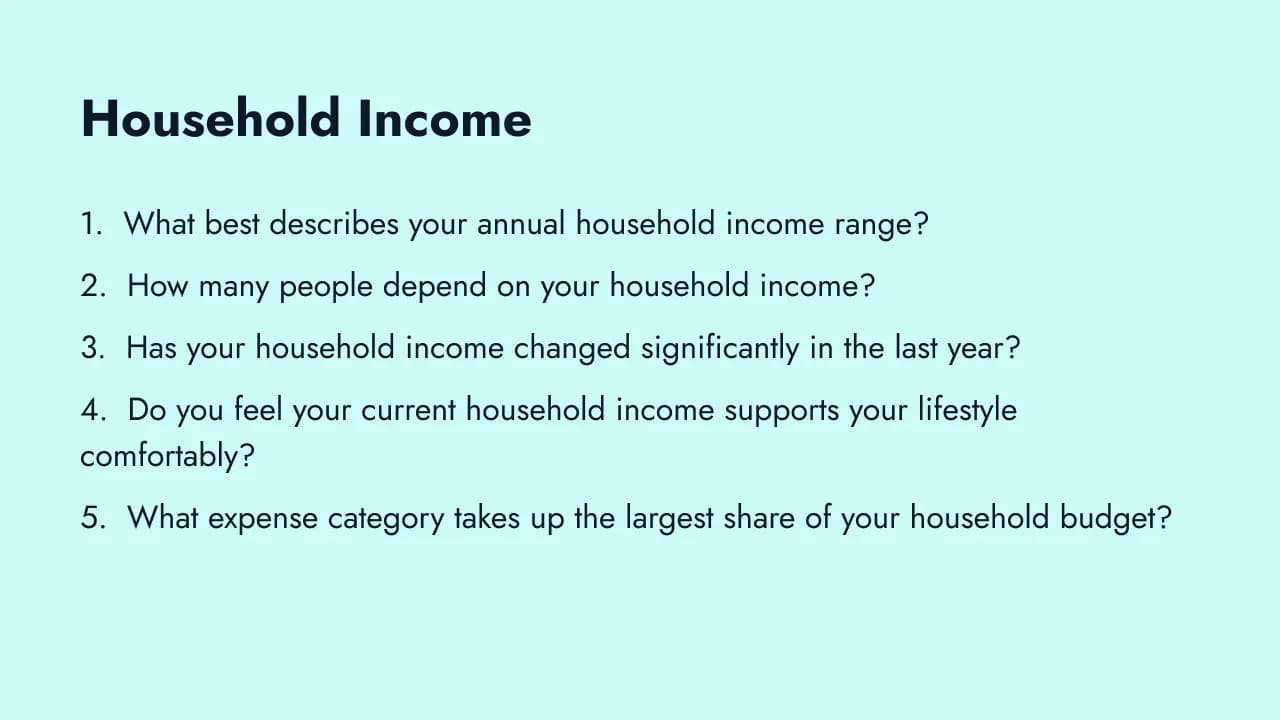 Household income survey questions