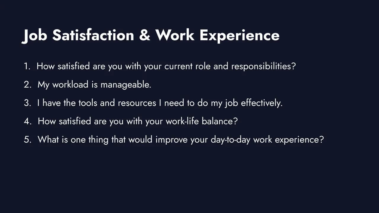 Job satisfaction survey questions