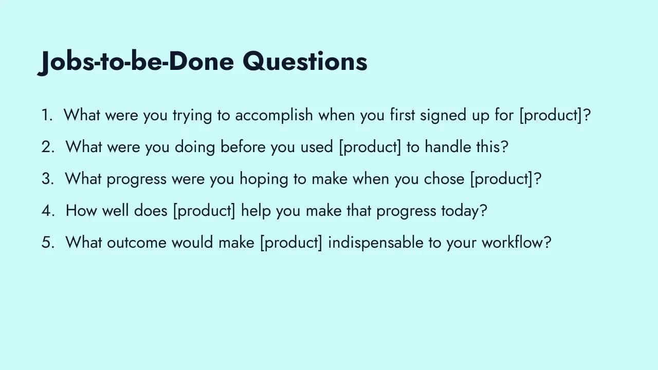 Jobs-to-be-Done product survey questions