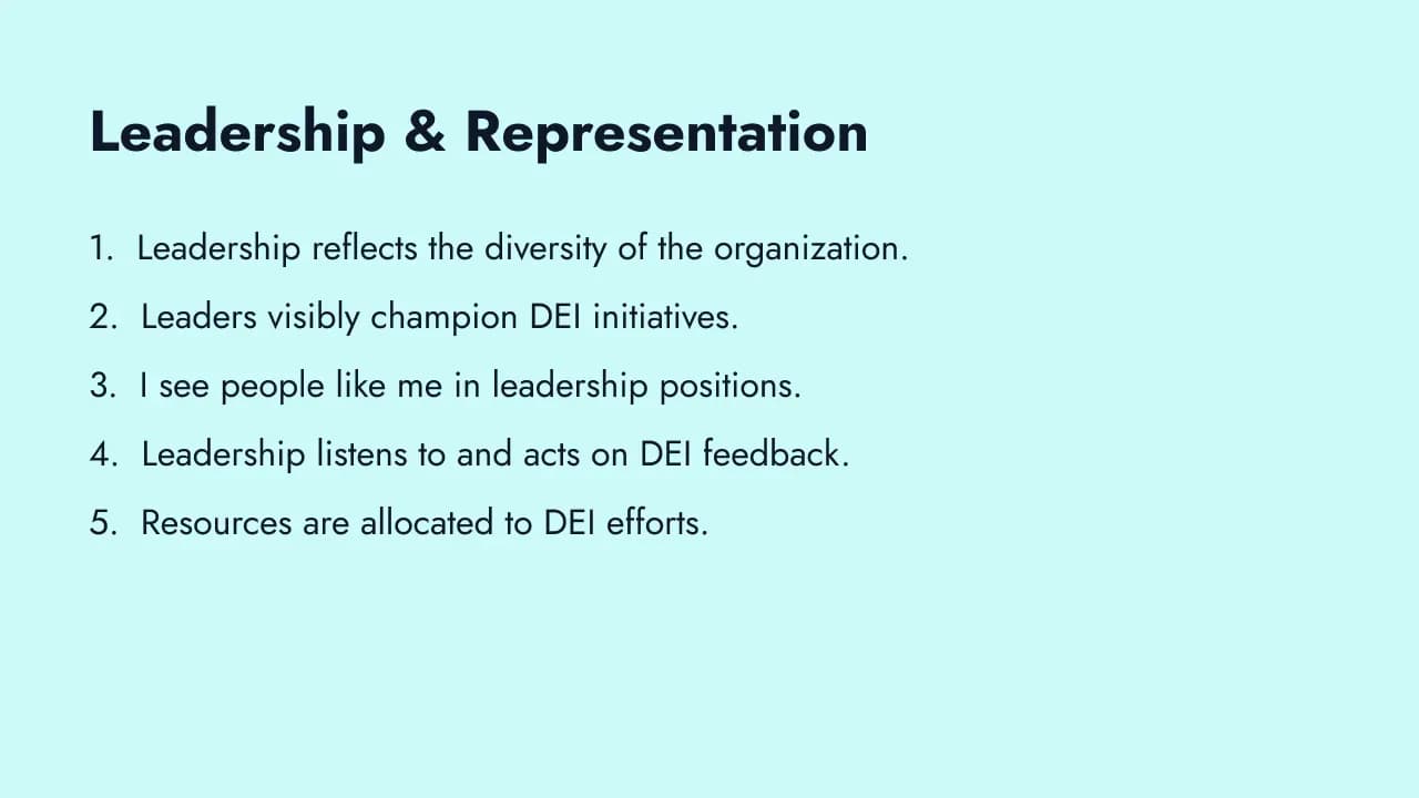 Leadership and representation survey questions