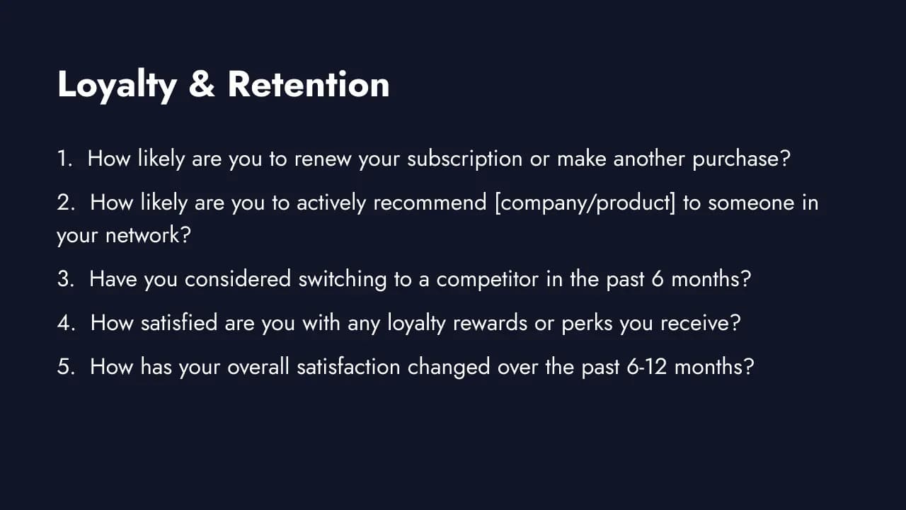 Customer loyalty and retention survey questions