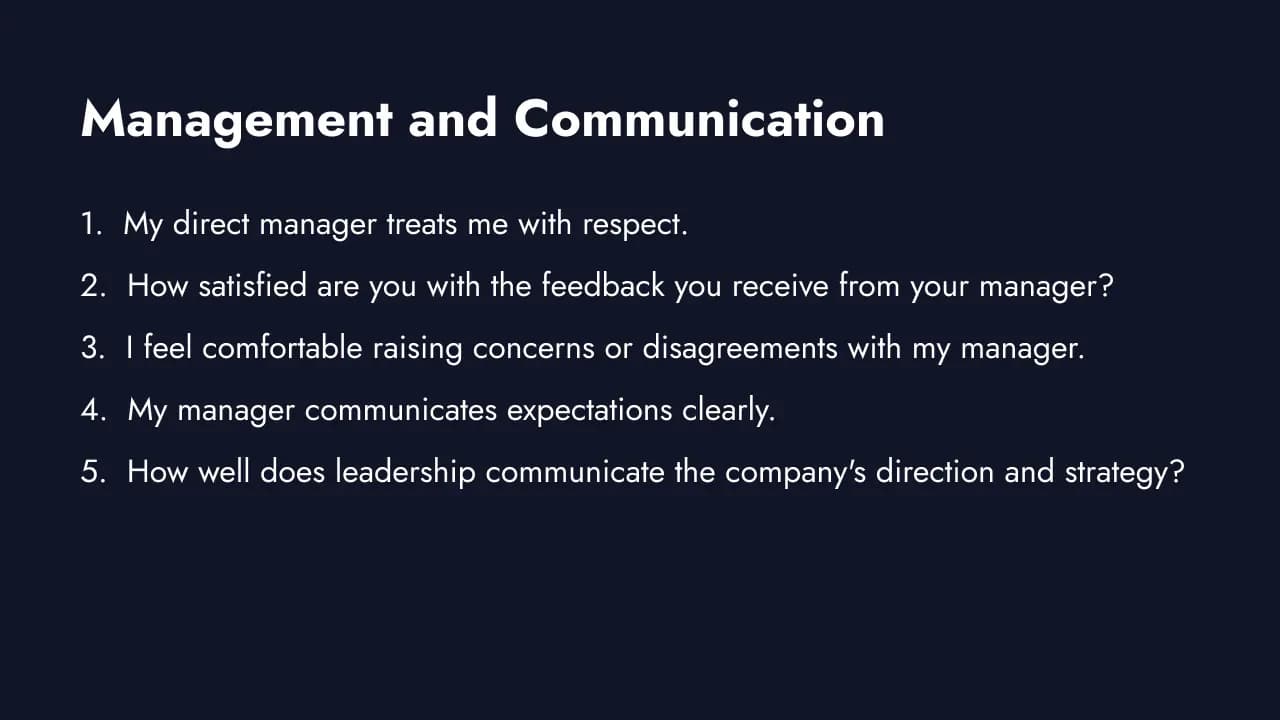 Management and communication survey questions