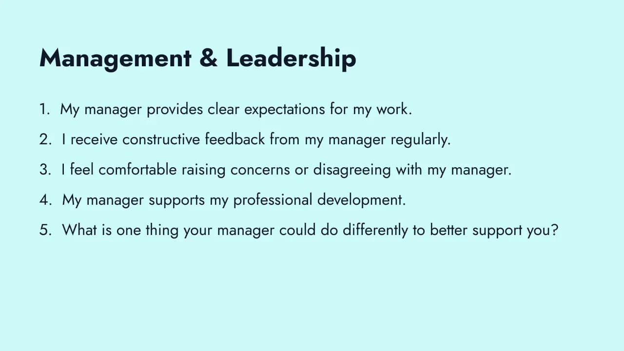 Management and leadership survey questions