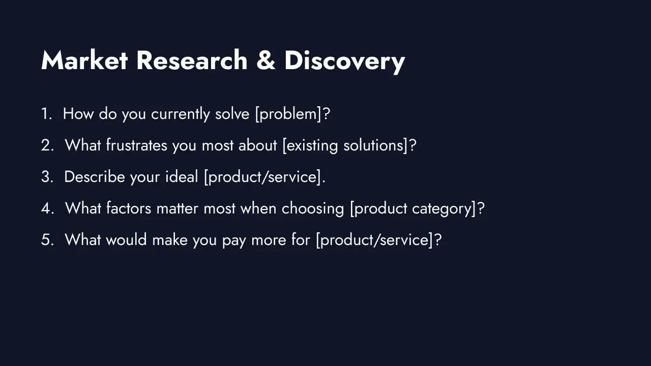 Market research survey questions across brand, behavior, pricing, and segmentation