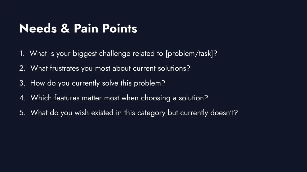 Customer needs and pain point questions