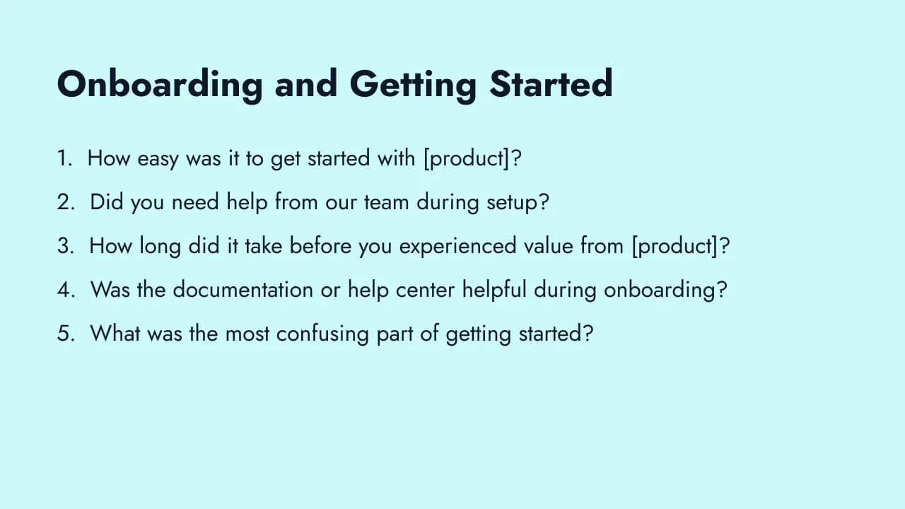 Onboarding and getting started survey questions