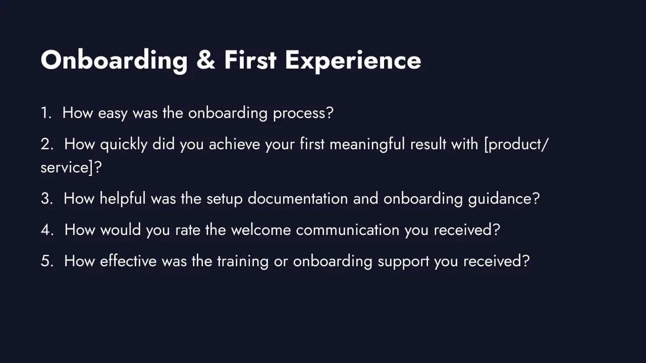 Onboarding and first experience survey questions