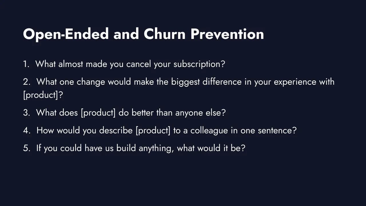 Open-ended product churn prevention questions