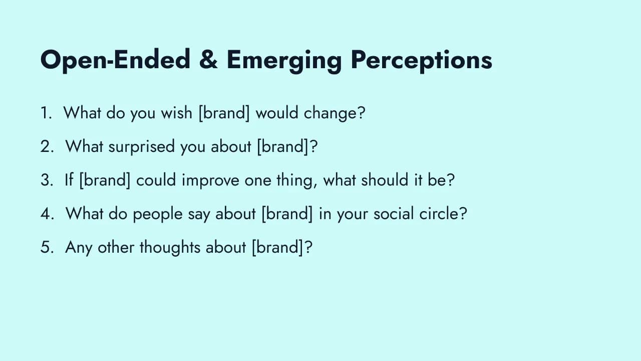 Open-ended brand survey questions for emerging perceptions