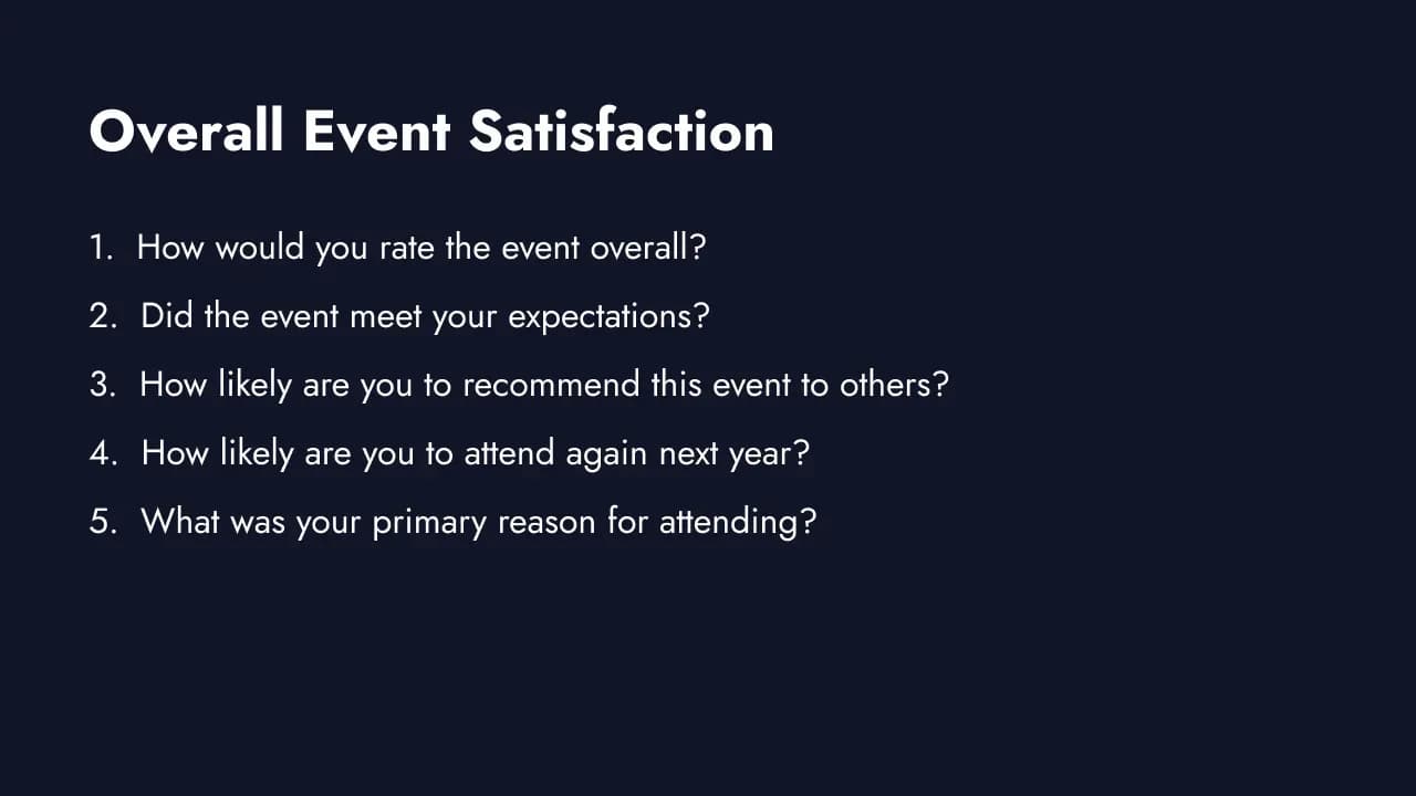 Overall event satisfaction questions