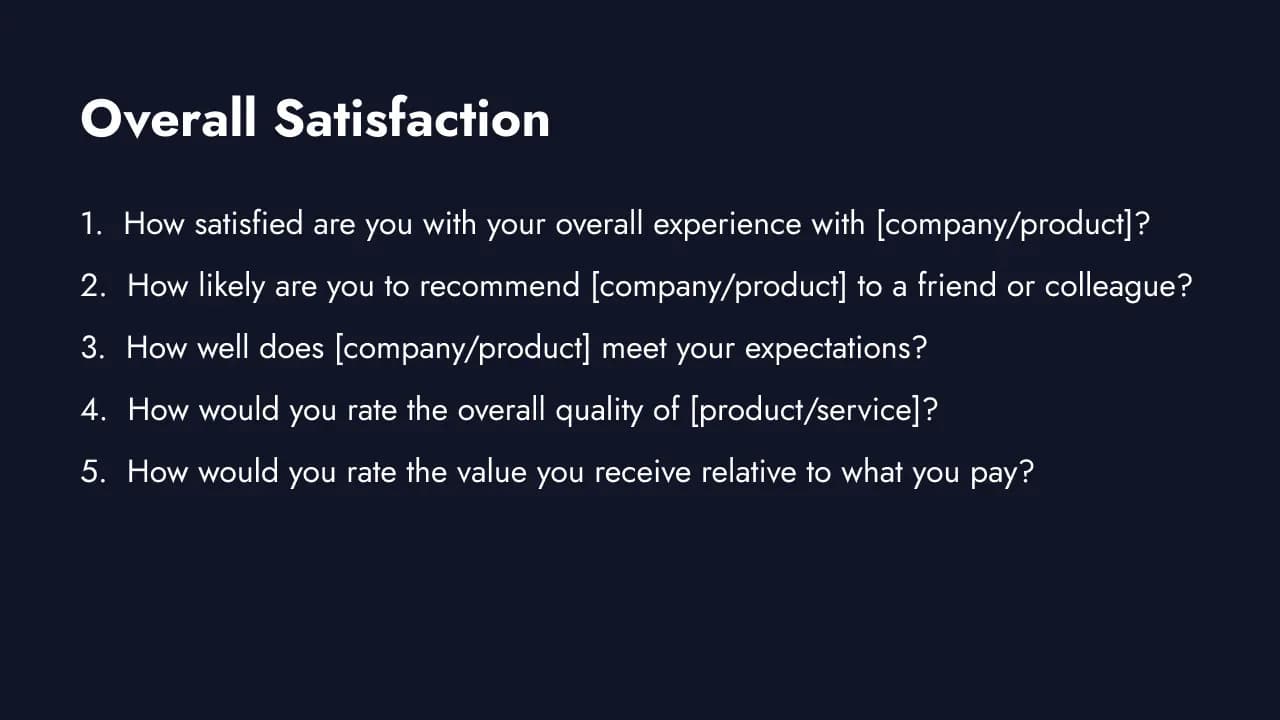 Overall customer satisfaction survey questions