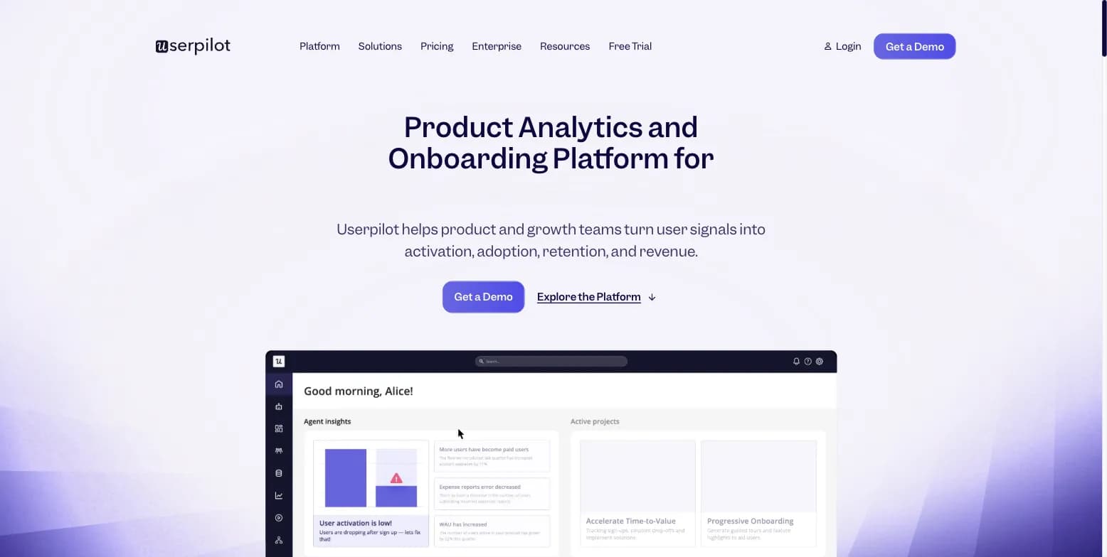 Userpilot product adoption and analytics platform