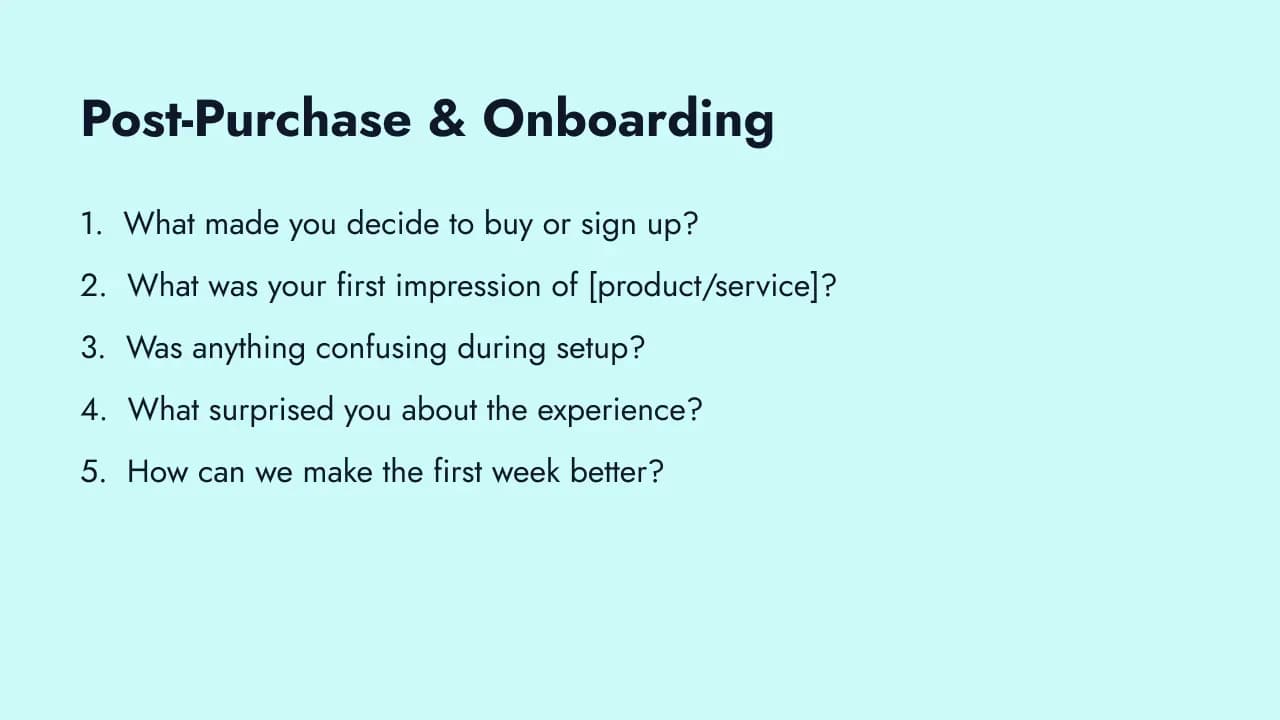 Open-ended post-purchase and onboarding questions