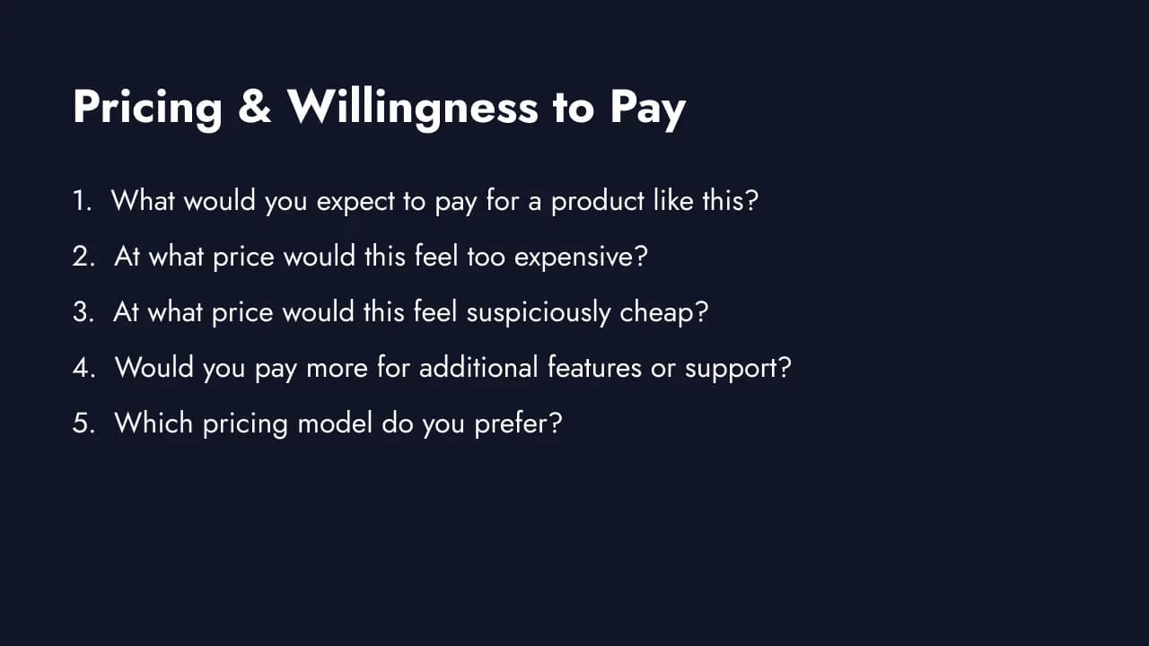 Pricing and willingness to pay questions