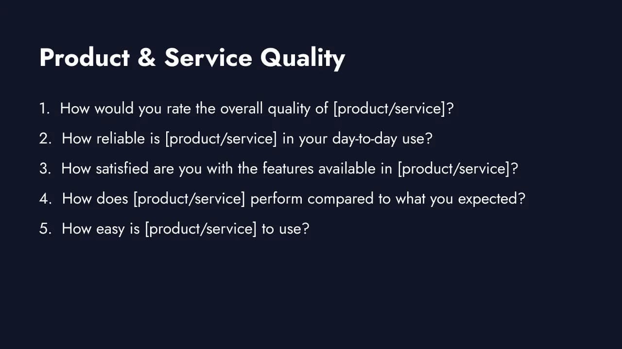 Product and service quality survey questions