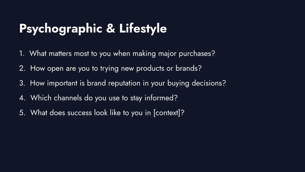 Psychographic and lifestyle survey questions