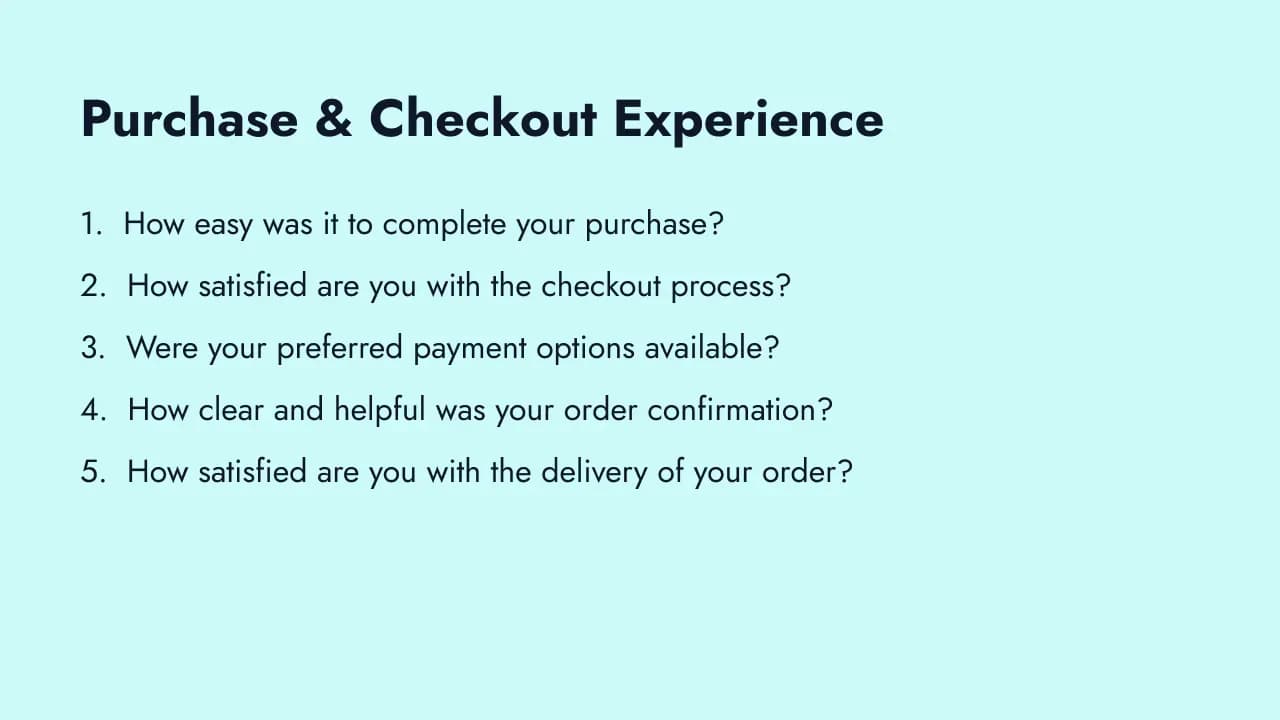 Purchase and checkout experience survey questions