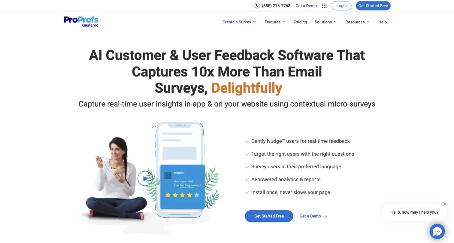 Qualaroo contextual micro-survey and user feedback platform homepage
