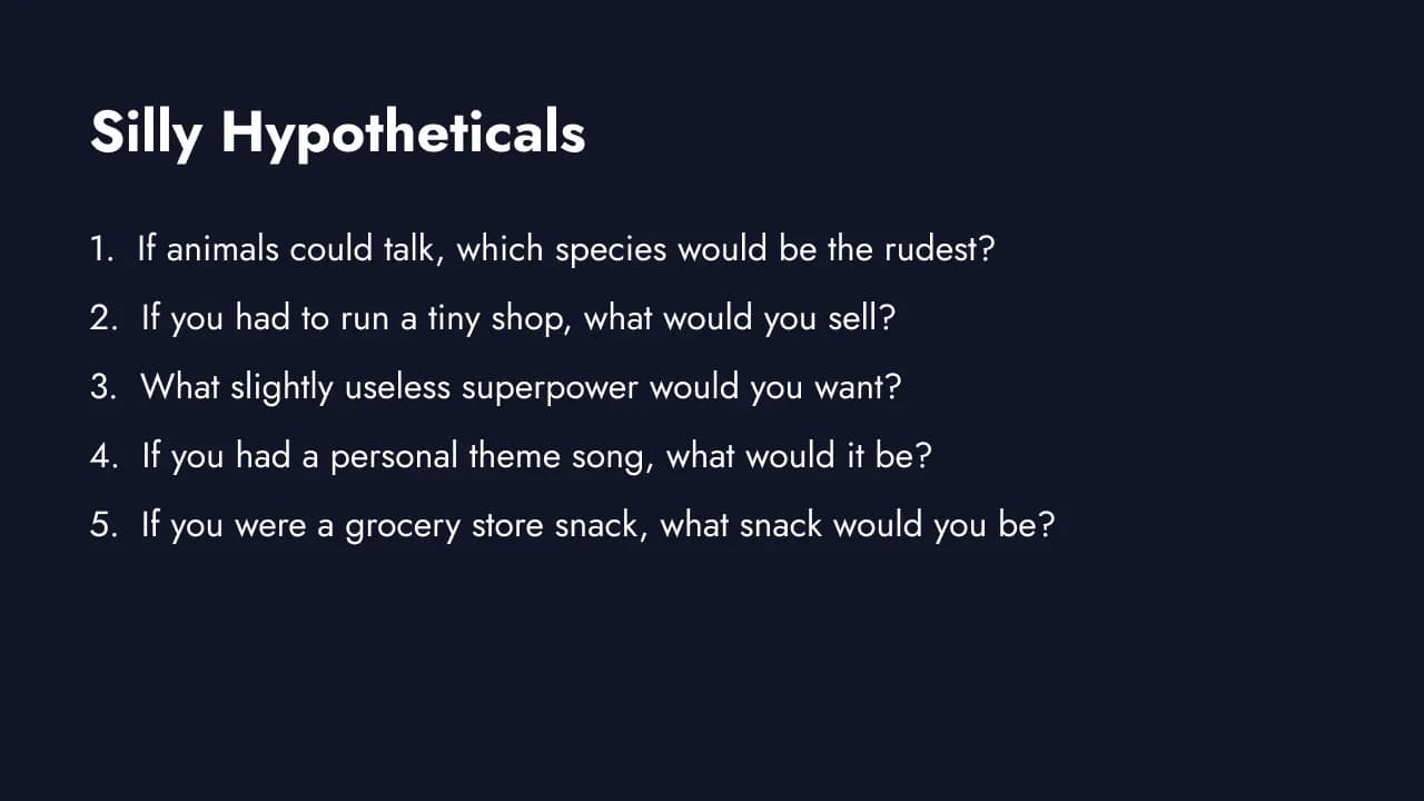 Fun survey questions for icebreakers, newsletters, and team warmups