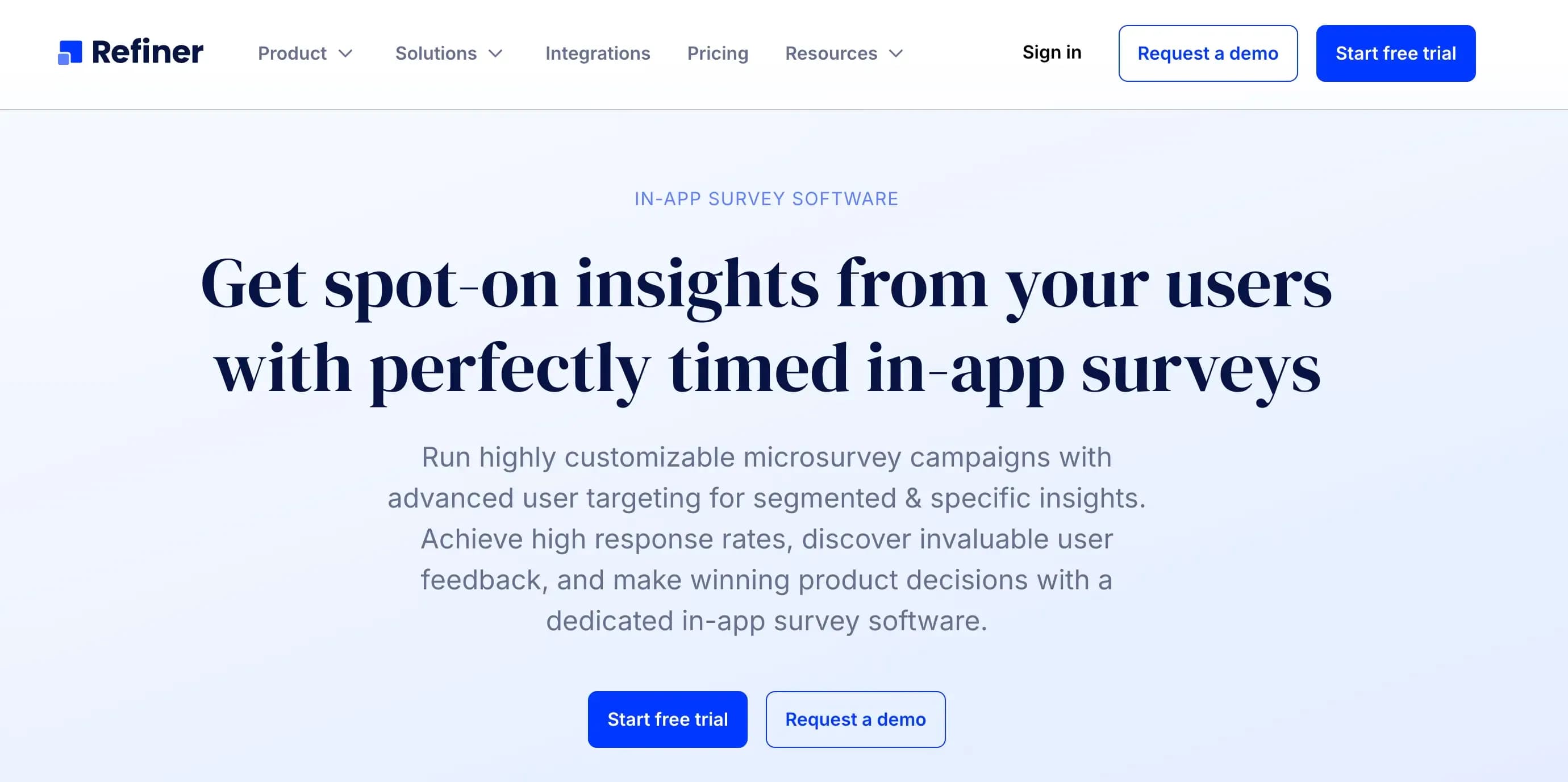Refiner in-app survey platform for SaaS teams