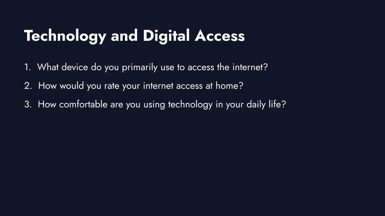 Technology and digital access demographic questions