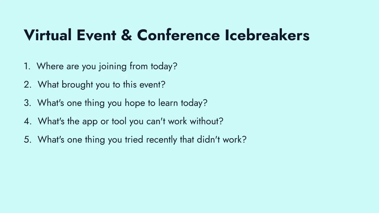 Virtual event and conference icebreaker questions
