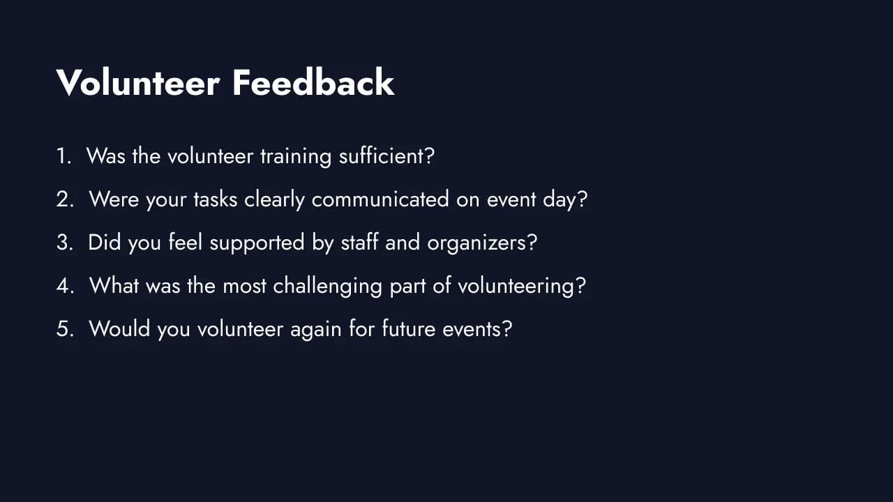 Post-event questions for volunteers