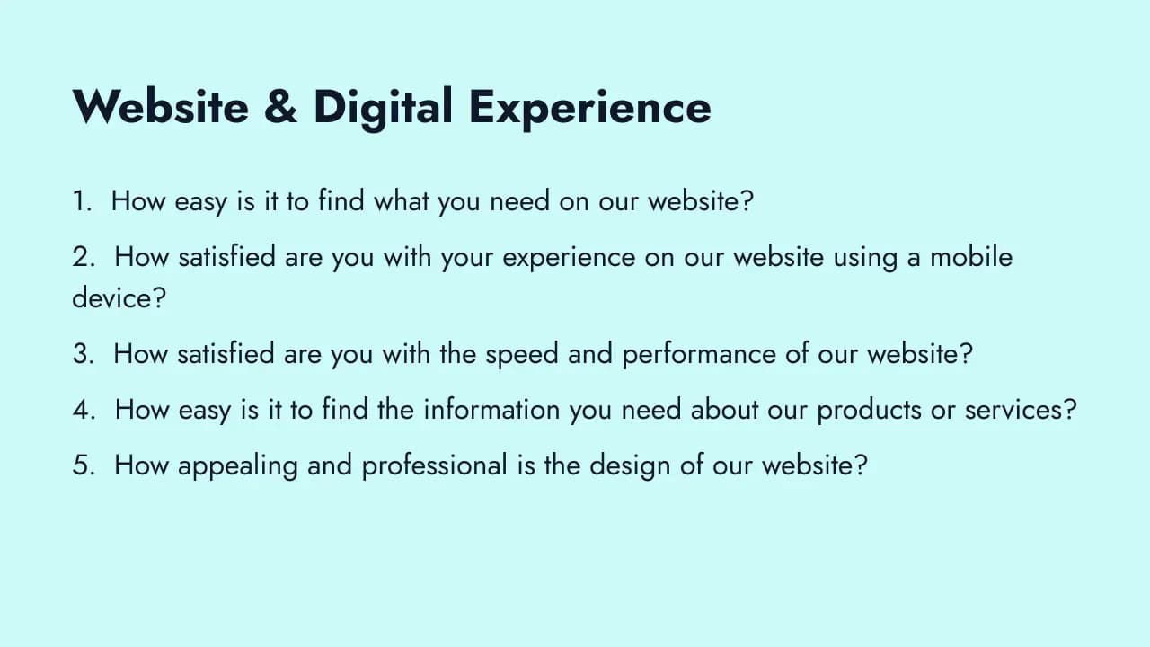 Website and digital experience survey questions