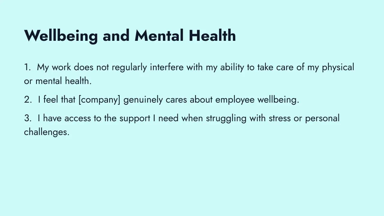 Employee wellbeing and mental health questions
