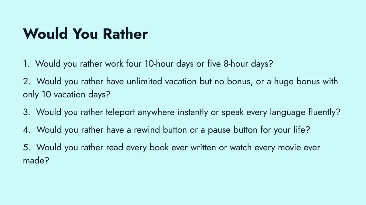 Would-you-rather fun survey questions
