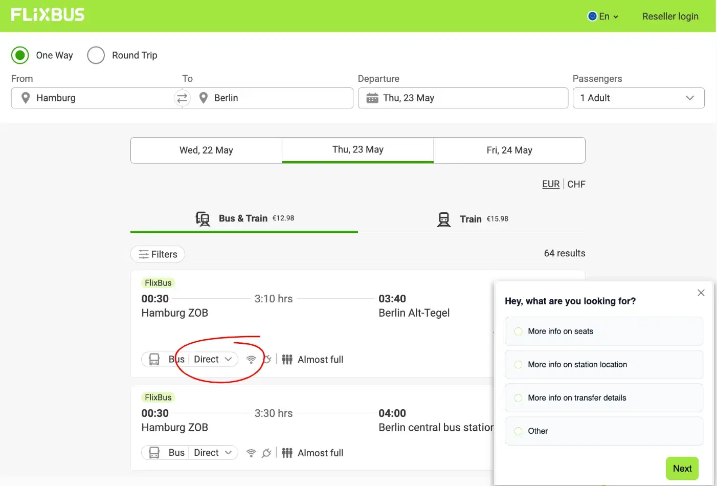 Feedback During Booking Process