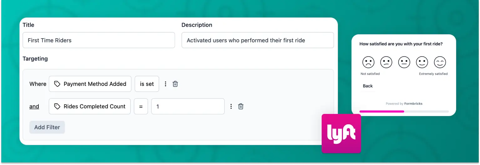 Lyft post-experience in-app survey for enhancing customer retention and feedback collection