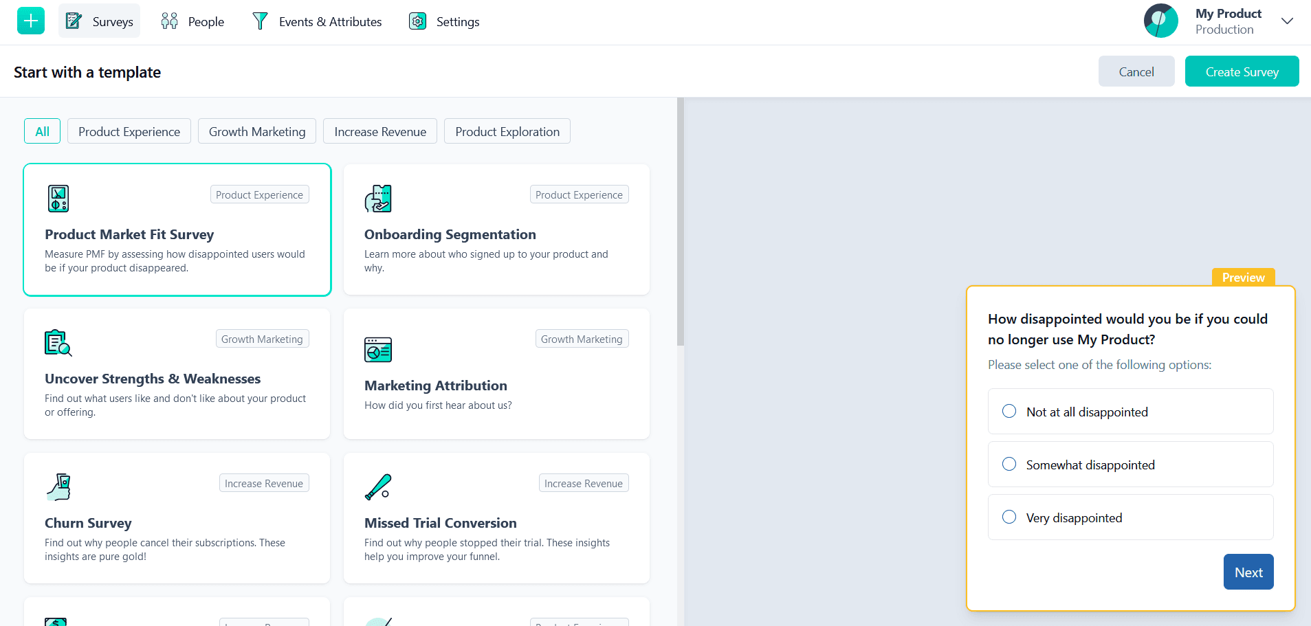 Formbricks is a free and open source survey software for in-app micro surveys. Ask any user segment at any point in the user journey.