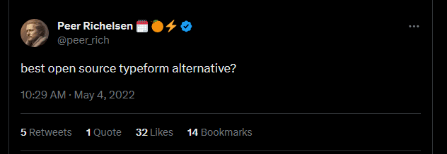 Peer tweets about the best open-source Typeform alternative