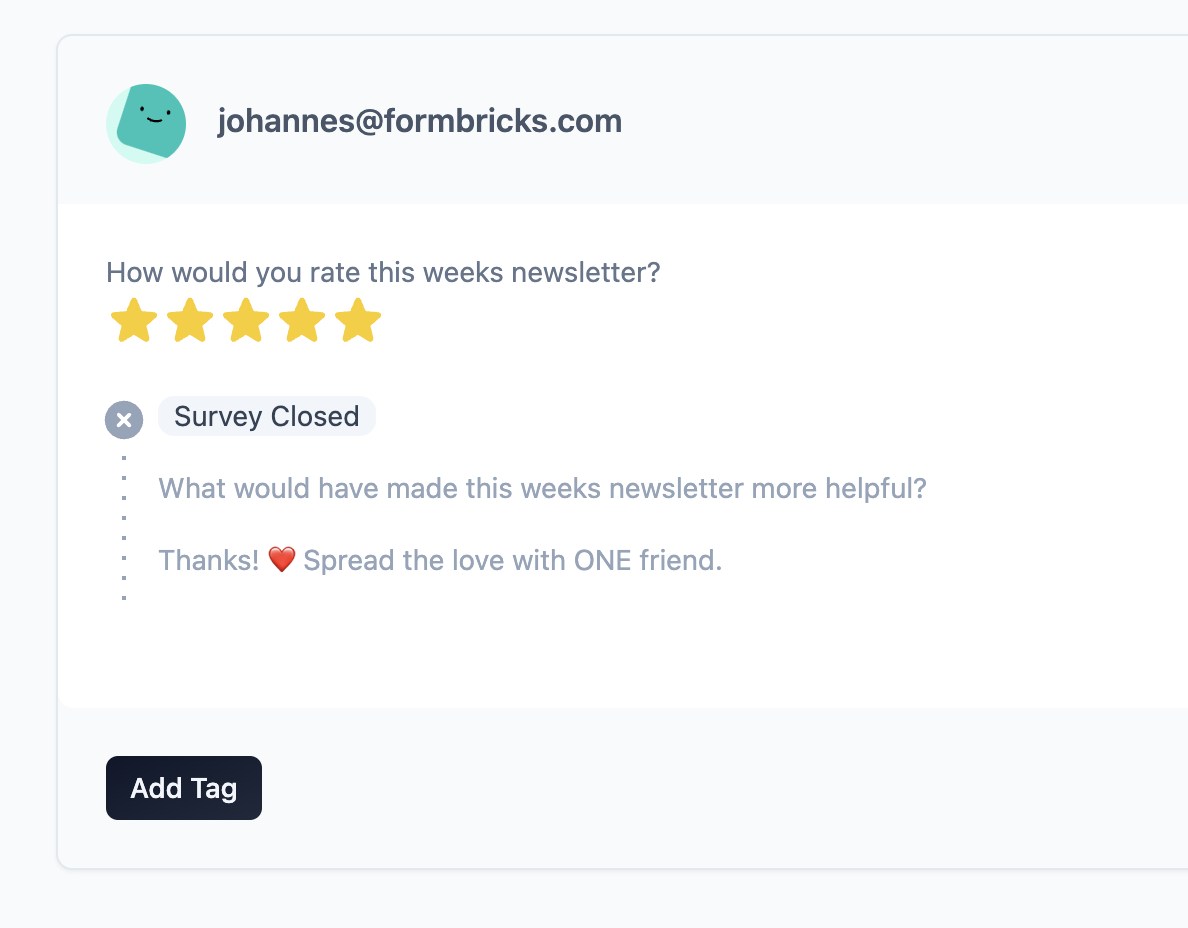 Formbricks personalized survey responses