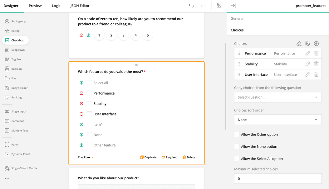 SurveyJS is a comprehensive JS library to build your own form or survey application.