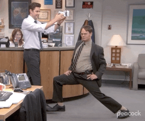 GIF from the Office showing who gets the crown of form and survey tools OS