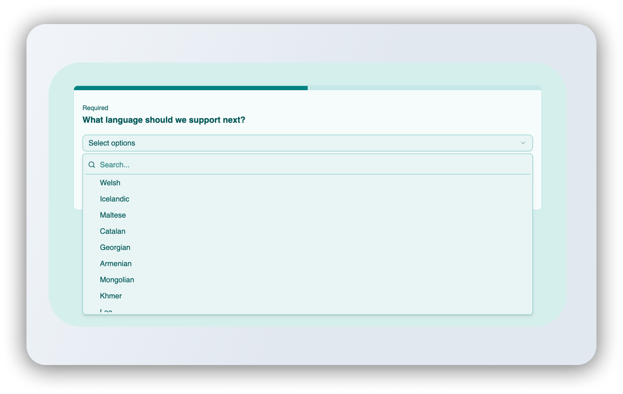 Search dropdown options