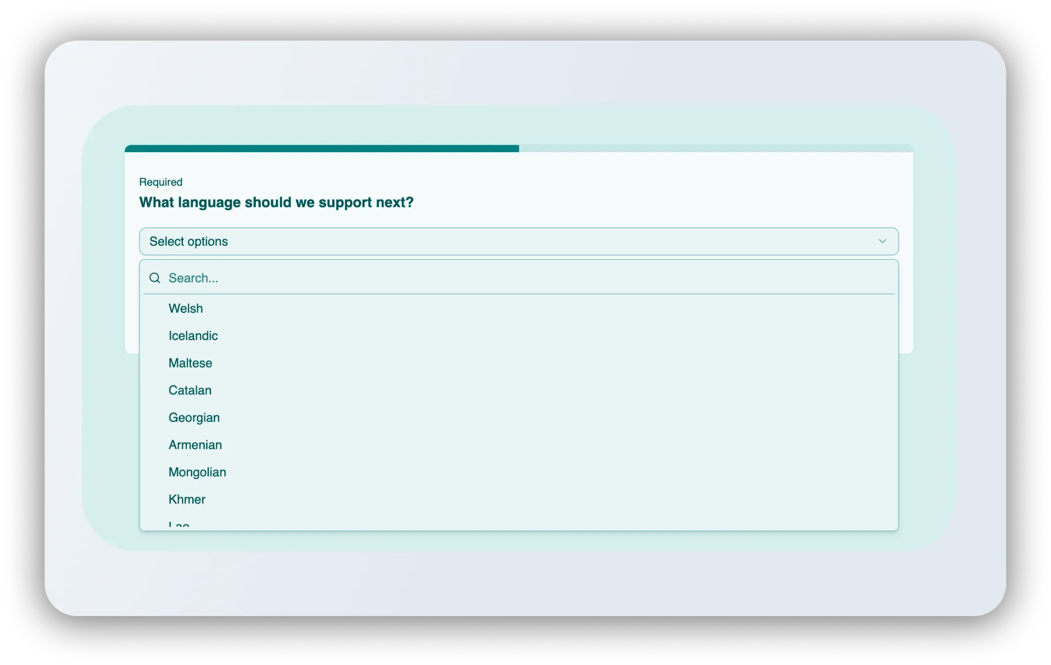 Search dropdown options
